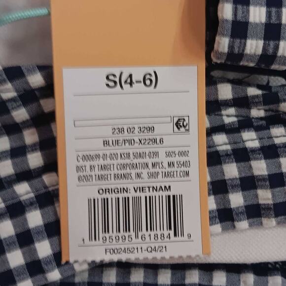 Women's Small Gingham Textured Bralette Bikini Top - Kona Sol Navy Blue - Picture 5 of 6